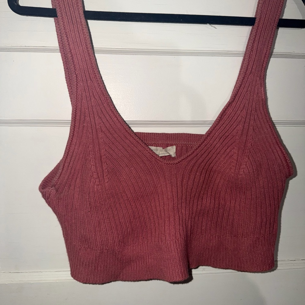 Urban Outfitters Ribbed Knit Crop Top - Rose